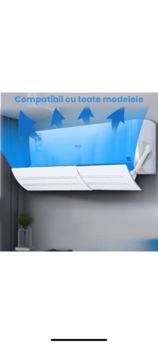 Deflector Aer Conditionat , Universal, Extensibil 56-108 cm, Protectie Curenti, Alb