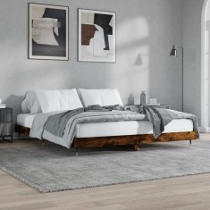 vidaXL Cadru pat fără saltea stejar fumuriu 120x200 cm, lemn prelucrat 832154