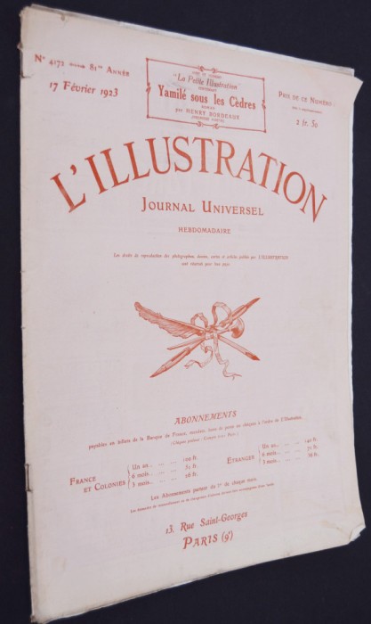 Revista Franta 1923 / 17 februarie L&#039;Illustration NR. 4172
