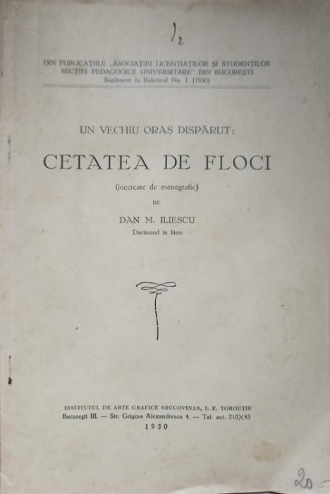 UN VECHI ORAS DISPARUT: CETATEA DE FLOCI-DAN M. ILIESCU-237006