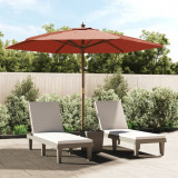 Cumpara ieftin Umbrelă de soare de grădină st&acirc;lp din lemn cărămiziu 299x240 cm