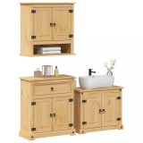 vidaXL Set mobilier de baie &bdquo;Corona&rdquo;, 3 piese, lemn masiv de pin