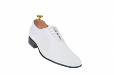 Oferta marimea 38, 43 Pantofi albi barbati eleganti din piele naturala - LENZOABOX foto