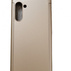 Husa protectie 360 fata + spate + folie silicon Samsung Note 10 , Auriu