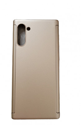 Husa protectie 360 fata + spate + folie silicon Samsung Note 10 , Auriu foto