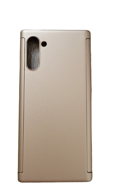 Husa protectie 360 fata + spate + folie silicon Samsung Note 10 , Auriu