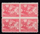 ROMANIA 1930 TIMBRE FISCALE PENTRU SINISTRATI BLOC DE 4 TIMBRE STARE MNH