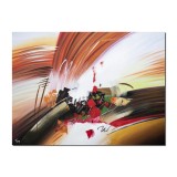 Tablou gigant abstract pictat manual birou, living, Compozitie abstracta, 120x90cm ulei pe panza
