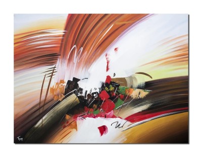 Tablou gigant abstract pictat manual birou, living, Compozitie abstracta, 120x90cm ulei pe panza foto