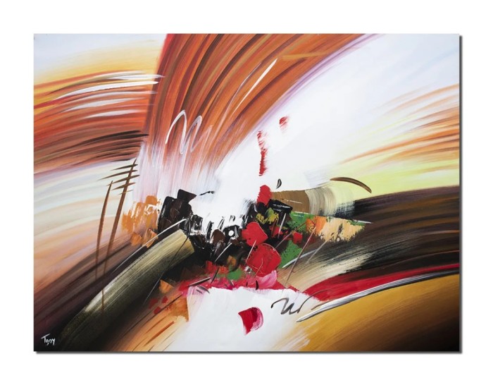 Tablou gigant abstract pictat manual birou, living, Compozitie abstracta, 120x90cm ulei pe panza