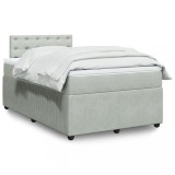 VidaXL Pat box spring cu saltea, gri deschis, 120x190 cm, catifea 3287698