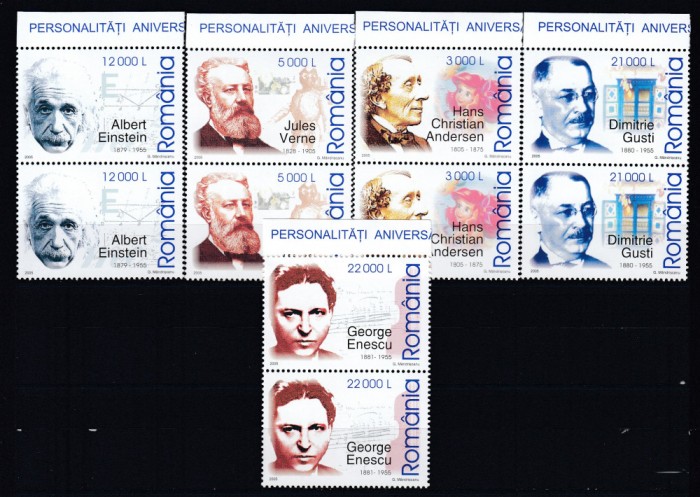 ROMANIA 2005 LP 1681 ANIVERSARI COMEMORARI PERECHE SERII MNH