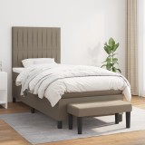 VidaXL Pat box spring cu saltea, gri taupe, 80x200 cm, textil