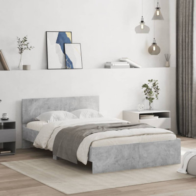vidaXL Cadru de pat cu tăblie, gri beton, 120x200 cm foto
