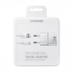 Incarcator retea cu Cablu de Date Type-C, Samsung EP-TA20EWE (15W) Fast Charging Alb Original Blister