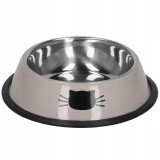 Castron, bol, pentru caine, pisica, rotund, inox, bej, 12 cm, Springos