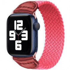 Curea iUni compatibila cu Apple Watch Ultra/SE/8/7/6/5/4/3/2/1, 38mm, Braided Solo Loop, Pink