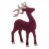 Decoratiune Crăciun, Cerb, Bordo, Detalii Glitter Bej, 22cm, Plastic, Oem