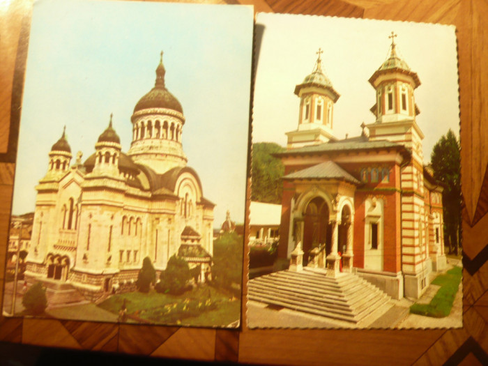 2 Ilustrate 1975 : Manastirea Sinaia si Catedrala Ortodoxa Cluj Napoca