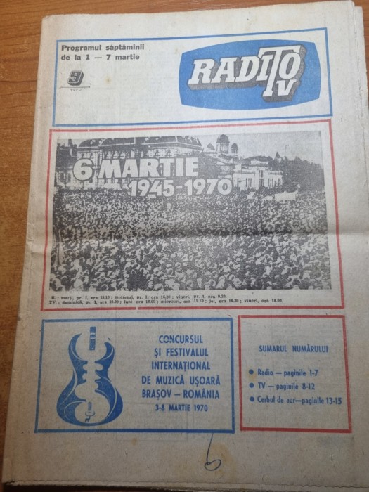 revista radio tv 1 -7 martie 1970 - cerbul de aur