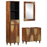 Set de Mobilier pentru Baie din Lemn Masiv de Mango &icirc;n 3 Piese