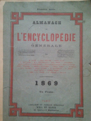 Michel Alcan - Almanach de l&amp;#039;encyclopedie generale (1869) foto