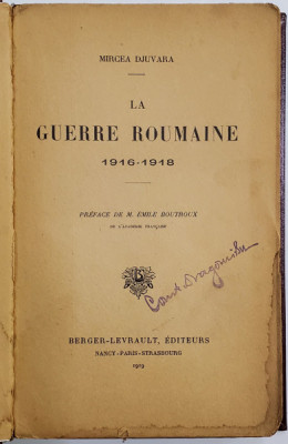 LA GUERRE ROUMAINE 1916-1918 de MIRCEA DJUVARA - PARIS, 1919 foto