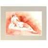 E67. Tablou, Nud din spate, acuarela pe hartie A4, cu cadru Passpartout, 30x40cm, Impresionism, RavariuArt