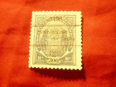 Timbru Compania de Mozambic 1898 supratipar Centenarul Indiei ,val. 300r stamp. foto