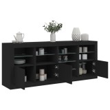 vidaXL Servantă cu lumini LED, negru, 164x37x67 cm