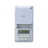 Priza programabila digital Well TIMER-DIG-02-WL, IP44, 16 A