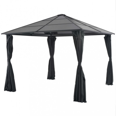 Pavilion cu perdea, negru, 3 x 3 m, aluminiu GartenMobel Dekor foto