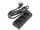 Prelungitor Alimentare PVC Negru 1.5m 3 Prize 16A