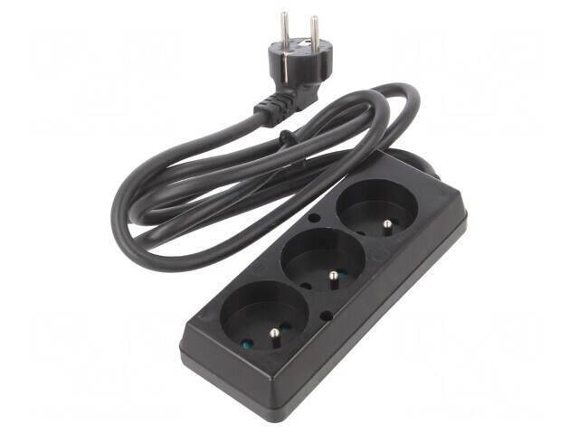 Prelungitor Alimentare PVC Negru 1.5m 3 Prize 16A