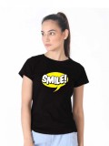 Cumpara ieftin Tricou dama negru - Smile - XL, THEICONIC