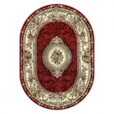 Cumpara ieftin Covor Oval Model Lotos 571-210, Marime 60 x 110 cm, Rosu, Inaltime Fir 8 mm, Antialergic, Polipropilena, Living, Dormitor, Sufragerie, Birou
