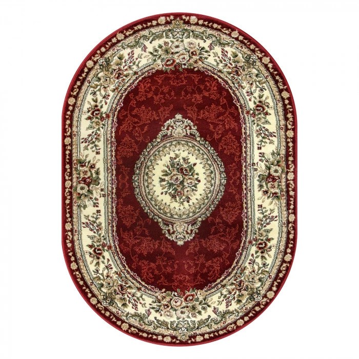Covor Oval Model Lotos 571-210, Marime 60 x 110 cm, Rosu, Inaltime Fir 8 mm, Antialergic, Polipropilena, Living, Dormitor, Sufragerie, Birou