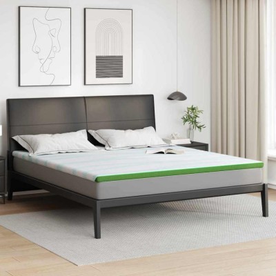 vidaXL Păturile pentru saltea Alb și Verde 200 x 200 cm 4106153 foto