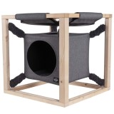 Quapas! Pat pentru pisici cu hamac &quot;Catcube&quot;, gri, 54x54x54 cm, M GartenMobel Dekor, vidaXL