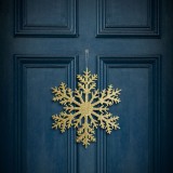 Decoratiune tip fulg de gheata &ndash; glitter auriu &ndash; suspendabila &ndash; 31 cm Best CarHome