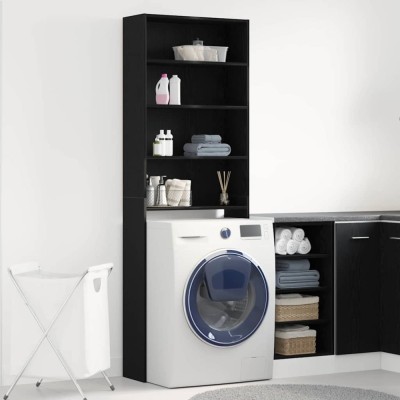 vidaXL Dulap pentru mașina de spălat Stejar Negru 64 x 24 x 190 cm 862668 foto