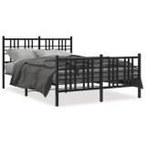 VidaXL Cadru pat metalic cu tăblie de cap/picioare, negru, 140x200 cm