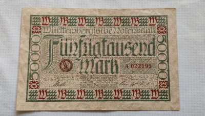 Germania - 50 000 Mark (1923) W&amp;uuml;rttembergische Notenbank foto