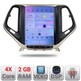 Navigatie Tesla Jeep Cherokee 2016-2020 cu GPS, CarPlay, Android Auto 2+32