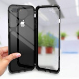 Carcasa Apple iPhone 7 Plus Magnetica 360 grade Black MyStyle cu spate de sticla securizata premium + folie de sticla gratis
