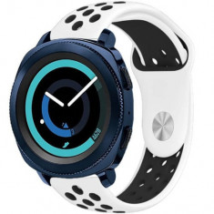 Curea ceas Smartwatch Samsung Galaxy Watch 46mm, Samsung Watch Gear S3, iUni 22 mm Silicon Sport White-Black