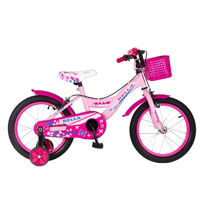 Bicicleta fete cu roti ajutatoare BMX, 16 inch, 5-8 ani, Roz/Negru