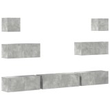 Cumpara ieftin Set dulapuri TV, 7 piese, gri beton, lemn prelucrat