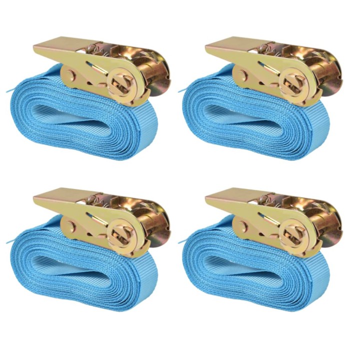 Gossi chingi fixare cu clichet 4 buc, 0,8 tone, 6 m x 25 mm, albastru