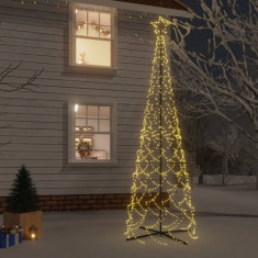 vidaXL Brad de Crăciun conic, 500 LED-uri, alb cald, 100x300 cm